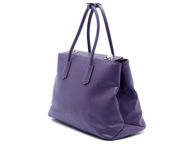 Borsa Twin Satchel Prada Saffiano Cuir Turnlock viola Porpora - vista 2