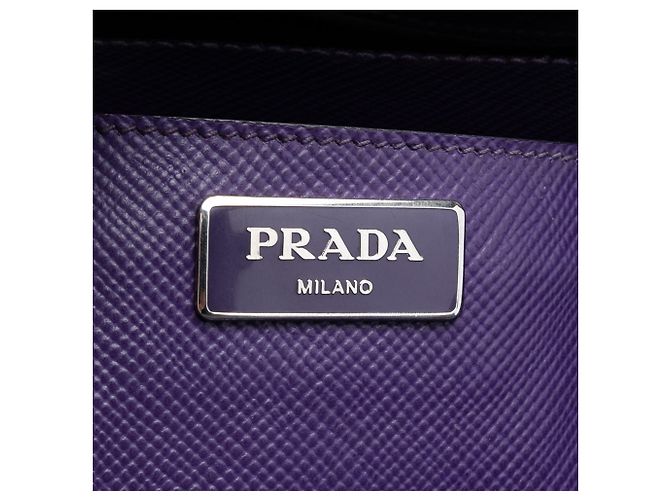 Borsa Twin Satchel Prada Saffiano Cuir Turnlock viola Porpora - vista 5