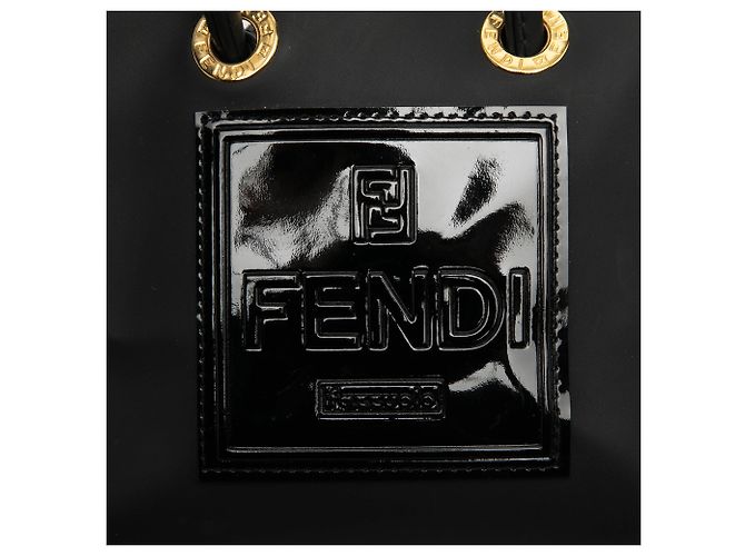 Borsa shopper mini Fendi in gomma nera con logo FF Nero - vista 5