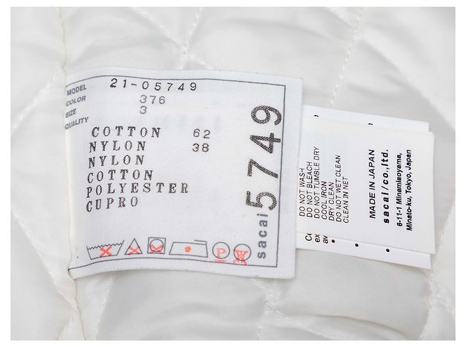Giacca con cappuccio e zip in cotone e nylon grigio e bianco Sacai Taglia Designer 3 - vista 5