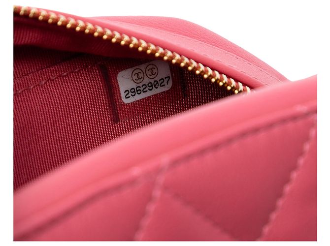 Camera Case de câmera Chanel CC em couro de vitelo rosa com alça transversal - vista 6