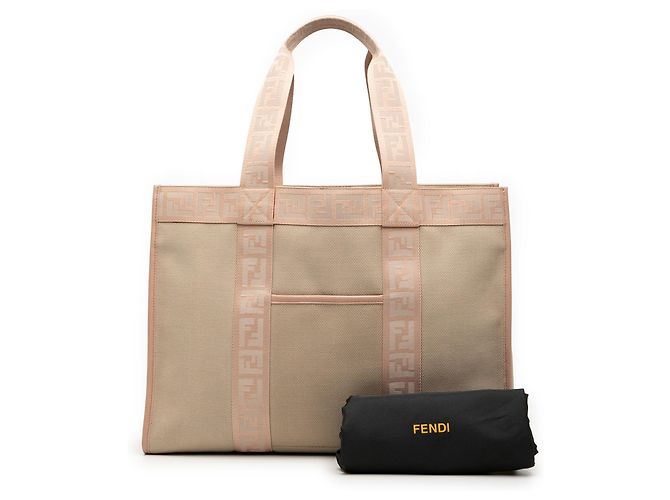 Fendi Zucca Canvas Tote in Tan Kamel - vista 8