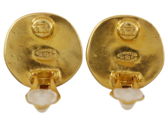 Orecchini a cerchio Chanel CC placcati oro D'oro - vista 5