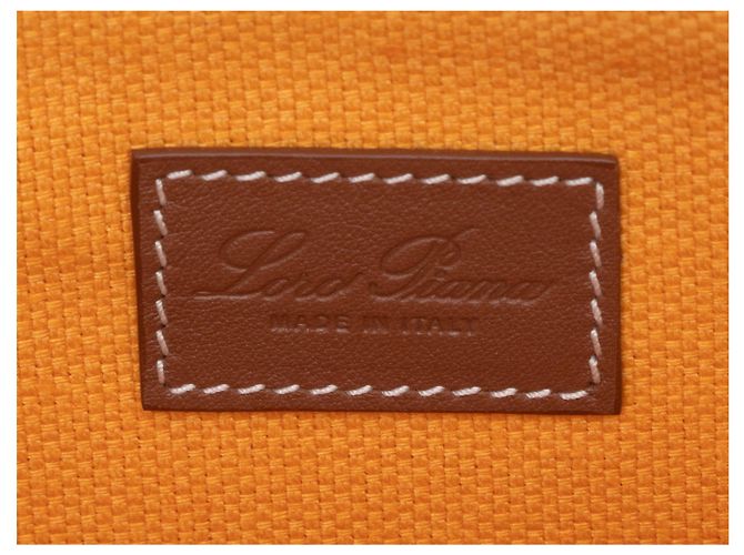Clutch in tela con zip arancione Loro Piana - vista 4