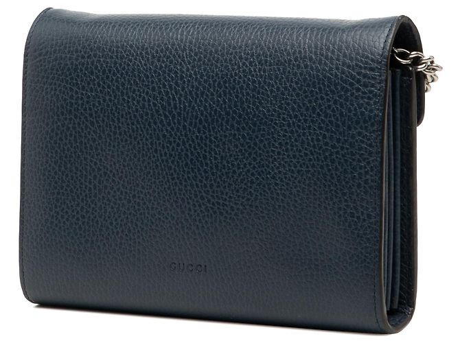 Mini borsa Dionysus in pelle blu Gucci con catena e tracolla - vista 2