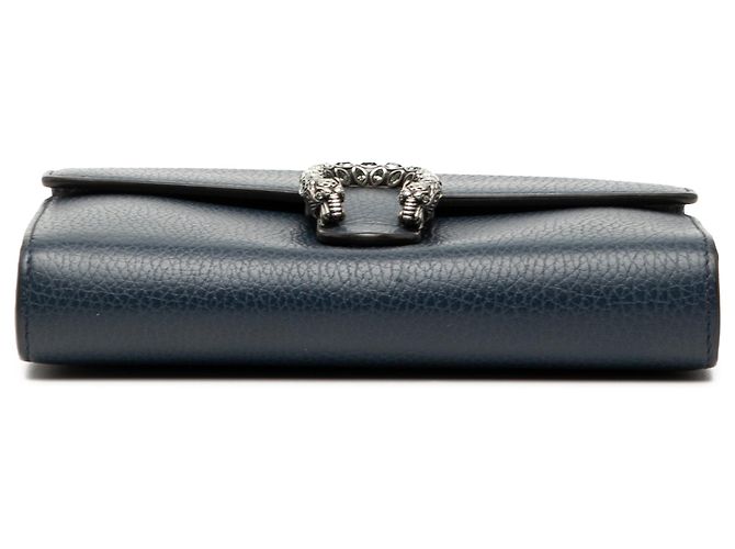 Mini borsa Dionysus in pelle blu Gucci con catena e tracolla - vista 3
