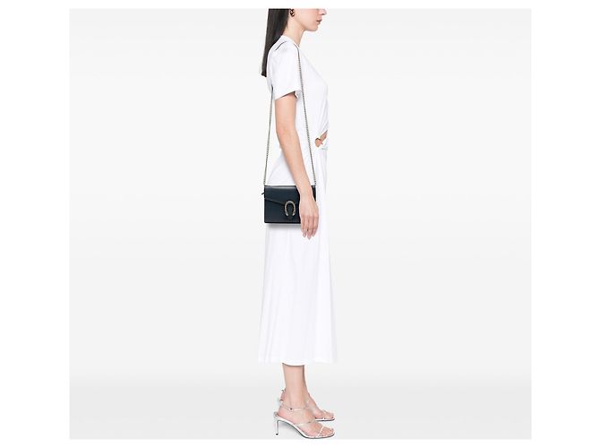 Mini borsa Dionysus in pelle blu Gucci con catena e tracolla - vista 7