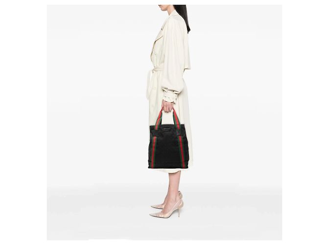 Tote Gucci GG Canvas Web nero - vista 7