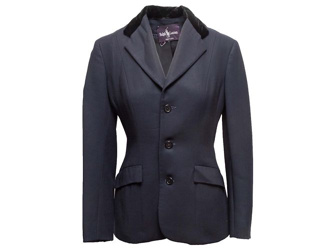 Schwarzer Ralph Lauren Blazer aus Wolle und Samt Größe US S - Ansicht 2