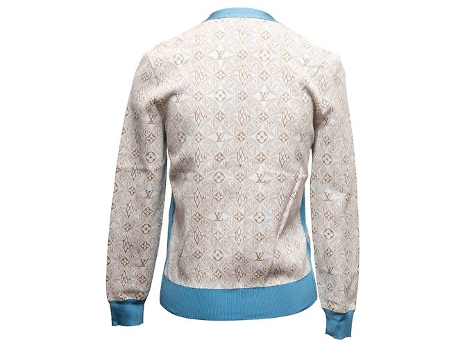 Beiger Louis Vuitton Cardigan aus Seidenmischung mit Logo Größe US S - Ansicht 3
