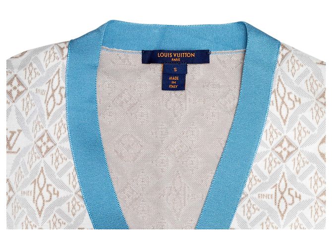 Beiger Louis Vuitton Cardigan aus Seidenmischung mit Logo Größe US S - Ansicht 4