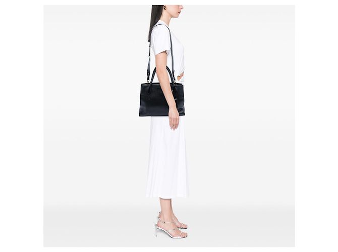 Borsa satchel monochrome in pelle Saffiano nera Prada Nero - vista 6
