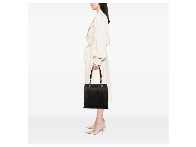 Tote in scamosciato Chanel CC nero - vista 7