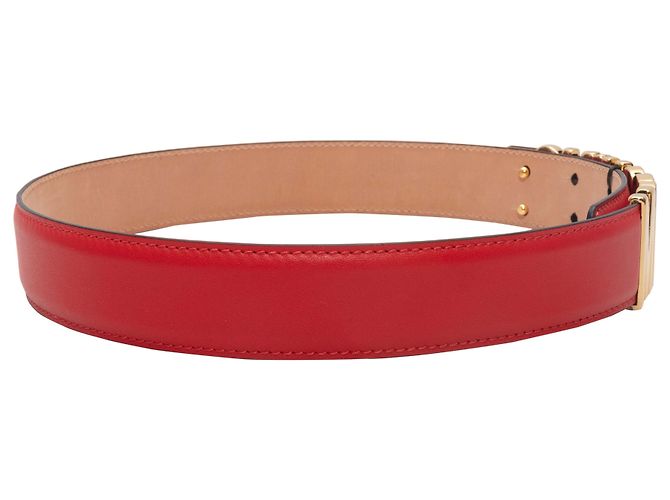 Roter Moschino Ledergürtel mit Logo Größe 38 - Ansicht 2