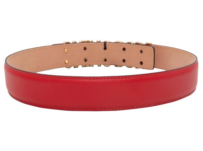 Roter Moschino Ledergürtel mit Logo Größe 38 - Ansicht 3