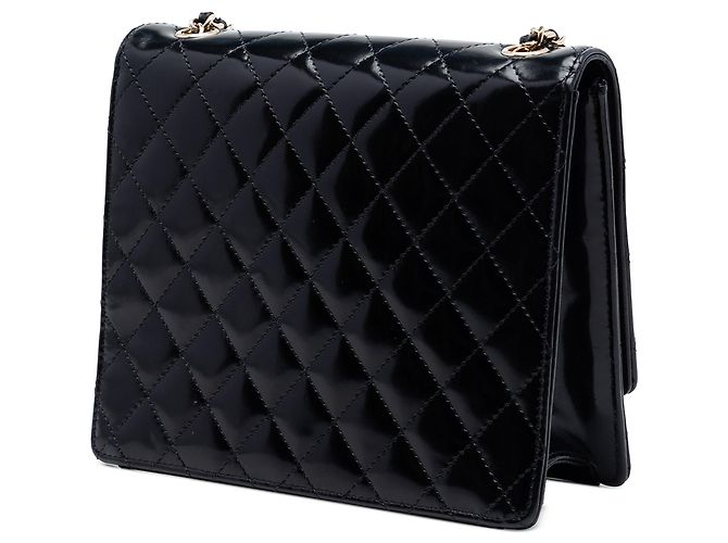 Borsa a tracolla Chanel CC trapuntata in vernice nera Nero - vista 2