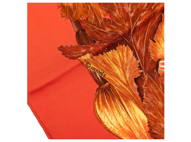 Sciarpa in seta Hermès Citrouilles et Coloquintes 90 Arancione - vista 10