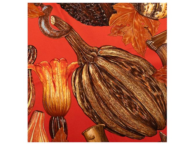 Sciarpa in seta Hermès Citrouilles et Coloquintes 90 Arancione - vista 4