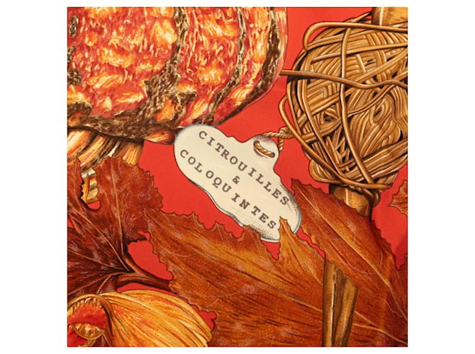 Sciarpa in seta Hermès Citrouilles et Coloquintes 90 Arancione - vista 5
