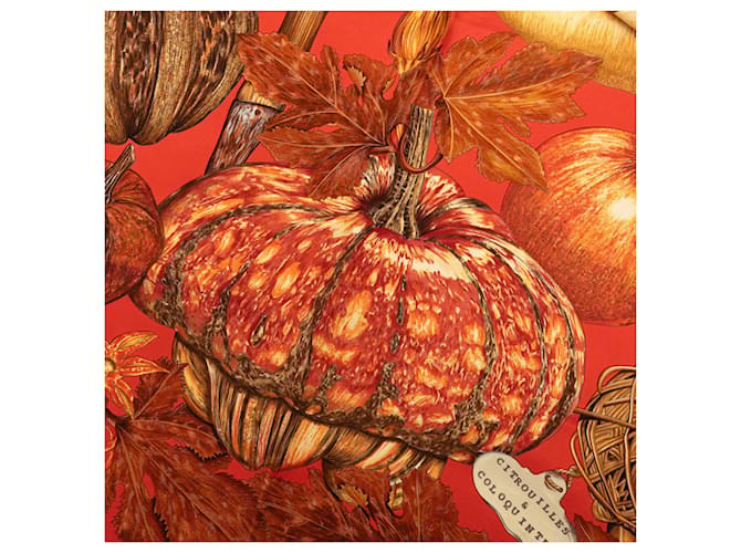 Sciarpa in seta Hermès Citrouilles et Coloquintes 90 Arancione - vista 6
