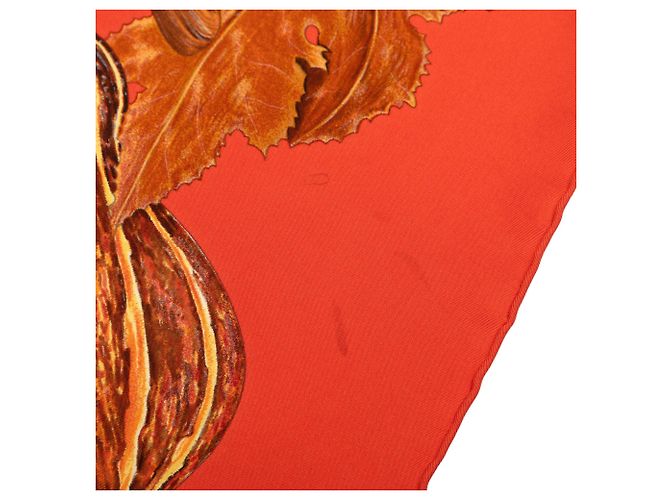 Sciarpa in seta Hermès Citrouilles et Coloquintes 90 Arancione - vista 7