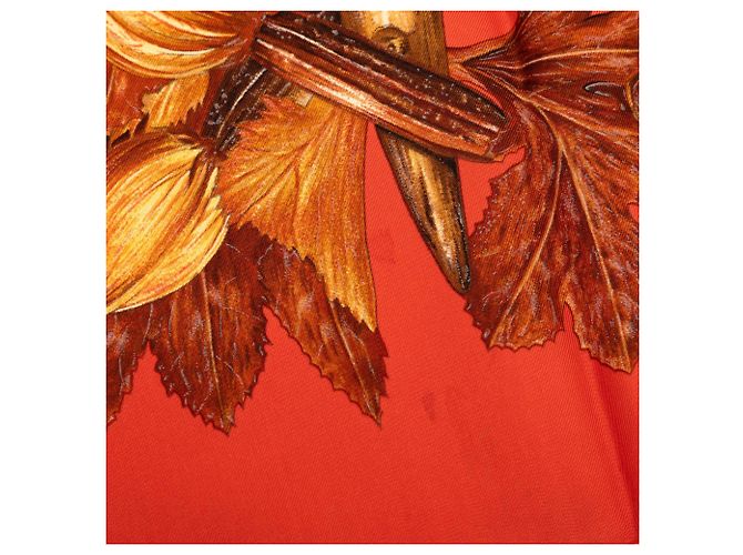 Sciarpa in seta Hermès Citrouilles et Coloquintes 90 Arancione - vista 9