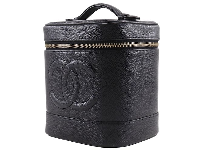 Vanity Beauty case Chanel CC Caviar nero - vista 3
