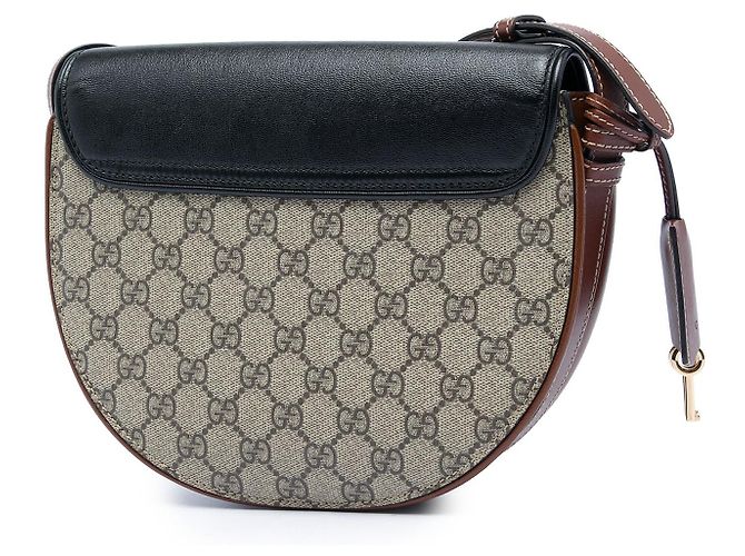 Borsa a tracolla Gucci GG Supreme Saddle Padlock beige - vista 2