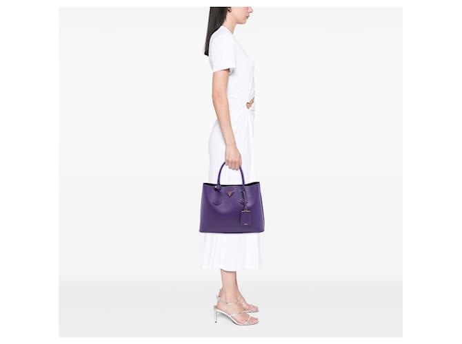 Borsa Doppia Prada Medium Saffiano Cuir Viola Porpora - vista 6