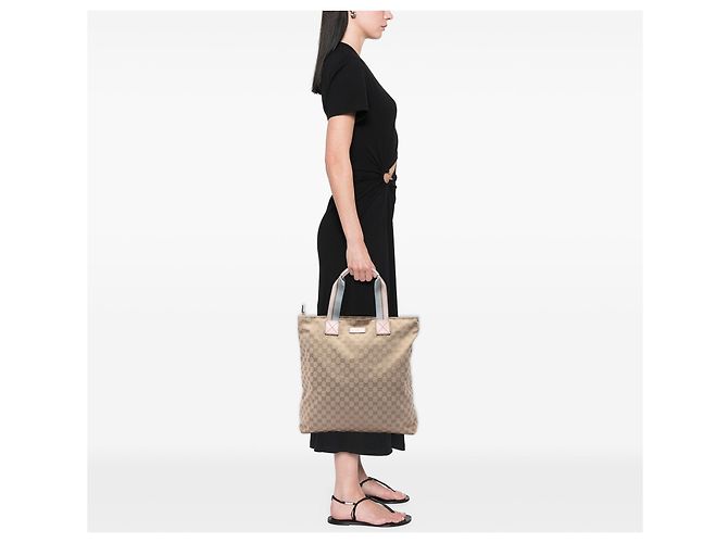 Tote verticale Gucci GG Canvas Web beige - vista 7