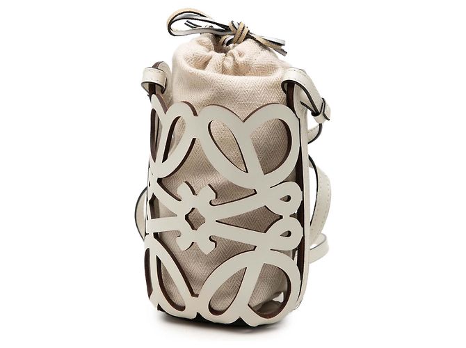 Borsa a tracolla LOEWE Anagram in pelle bianca con tasca sagomata Bianco - vista 2