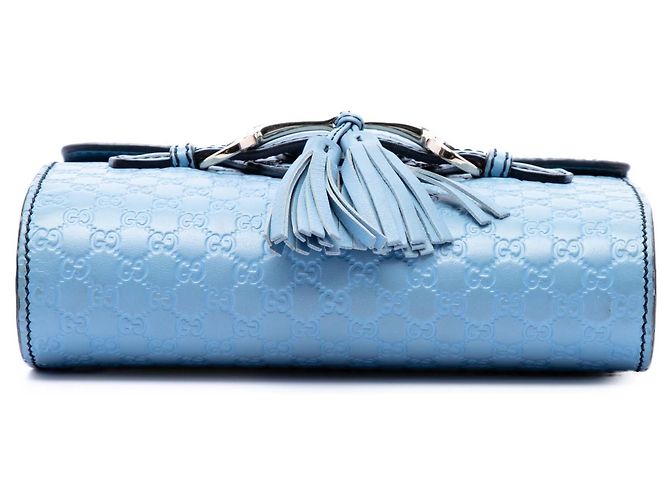 Borsa a tracolla blu Gucci Mini Microguccissima Emily - vista 3