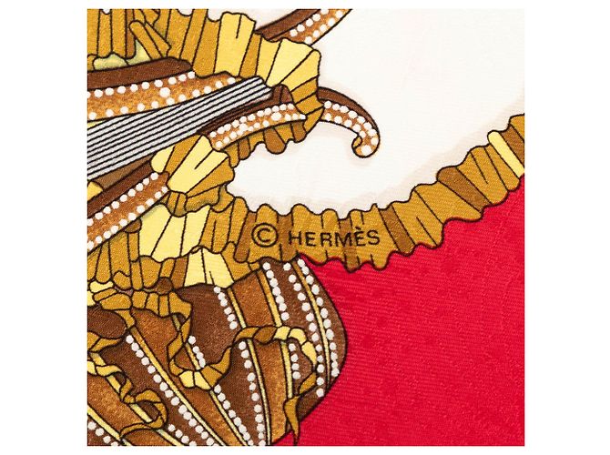 Sciarpa in seta Hermès Les Fêtes du Roi Soleil 90 rossa Rosso - vista 3