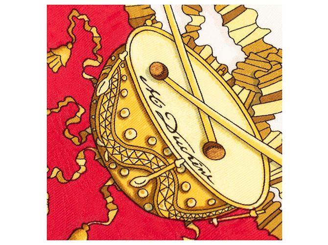 Sciarpa in seta Hermès Les Fêtes du Roi Soleil 90 rossa Rosso - vista 6