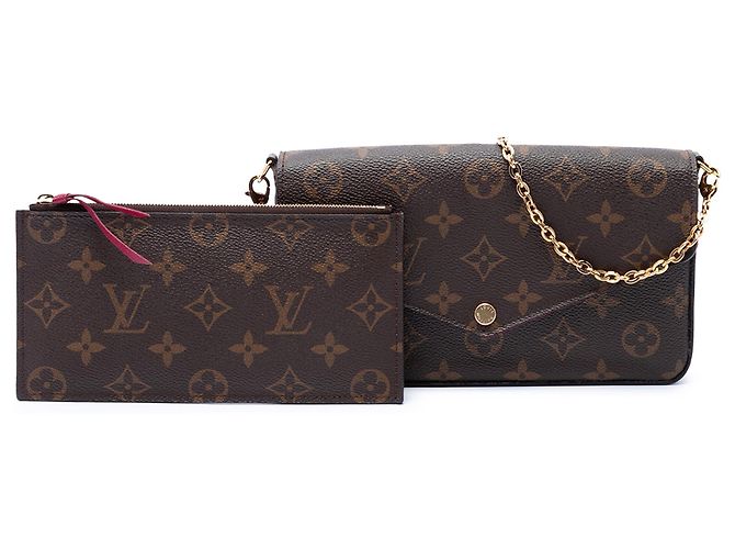 Borsa a tracolla Louis Vuitton Monogram Pochette Felicie Marrone - vista 7