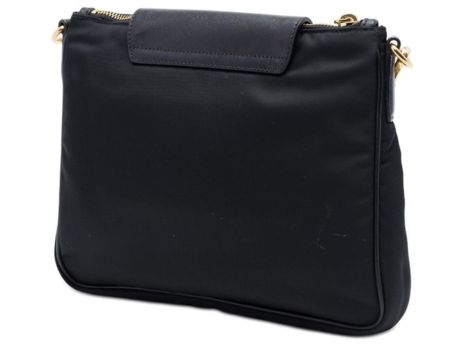Borsa a tracolla Prada Tessuto con bordatura Saffiano nera Nero - vista 2