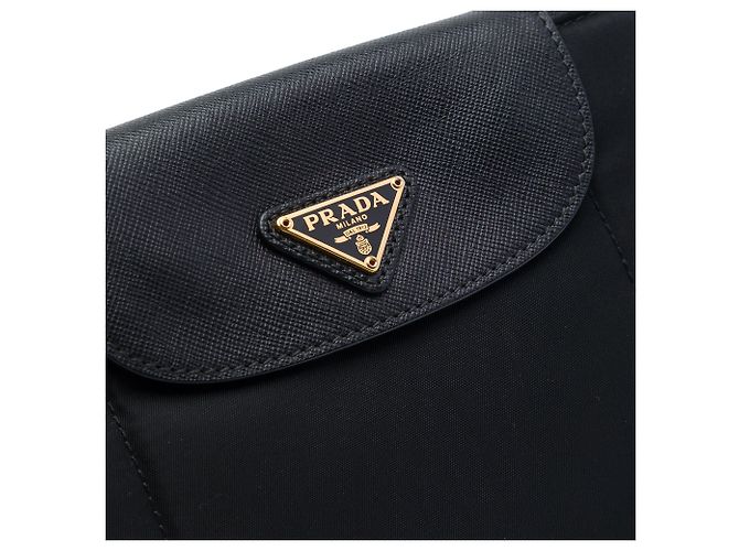 Borsa a tracolla Prada Tessuto con bordatura Saffiano nera Nero - vista 5