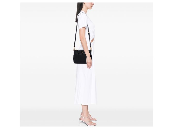 Borsa a tracolla Prada Tessuto con bordatura Saffiano nera Nero - vista 6
