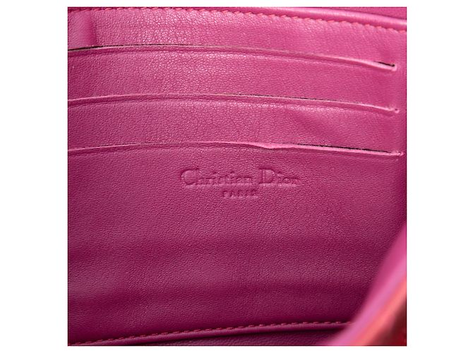 Portafoglio Lady Dior con catena in vernice cannage rosso a tracolla - vista 5