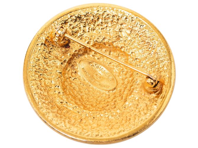 Spilla rotonda Chanel placcata oro D'oro - vista 3