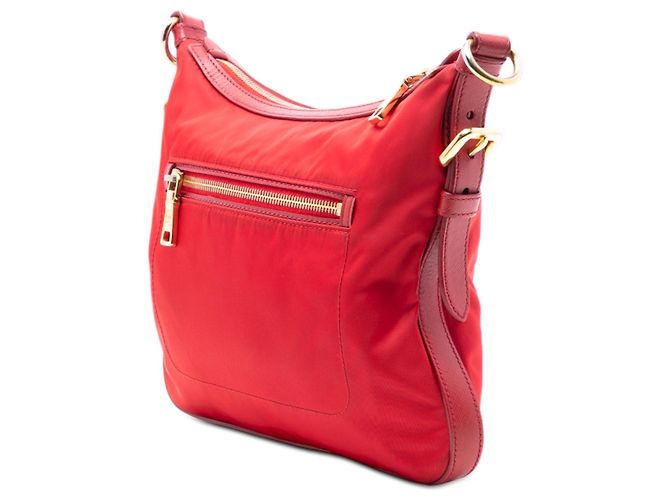 Borsa a tracolla Prada Tessuto con finiture in Saffiano rosso - vista 2
