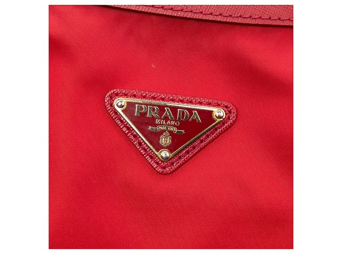 Borsa a tracolla Prada Tessuto con finiture in Saffiano rosso - vista 5