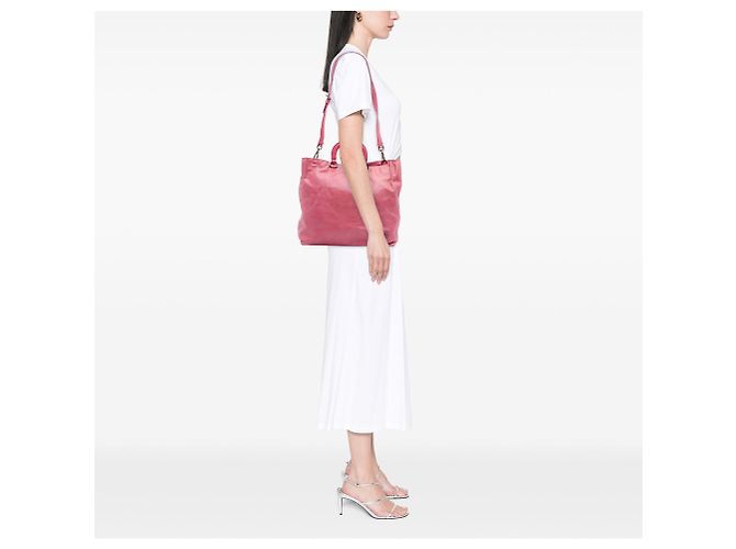 Borsa Tote Convertible Aperta Prada Vitello Shine rosa - vista 10