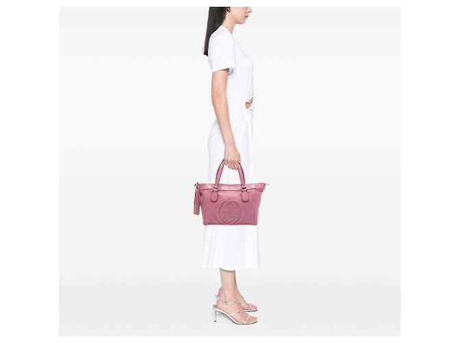Borsa Tote Soho Working in pelle rosa Gucci Small - vista 7
