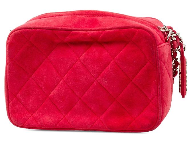 Borsa Camera Chanel in scamosciato trapuntato rosso - vista 2