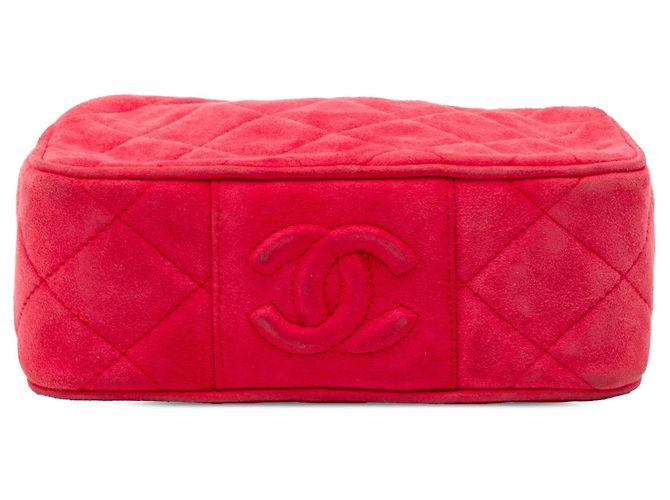 Borsa Camera Chanel in scamosciato trapuntato rosso - vista 3