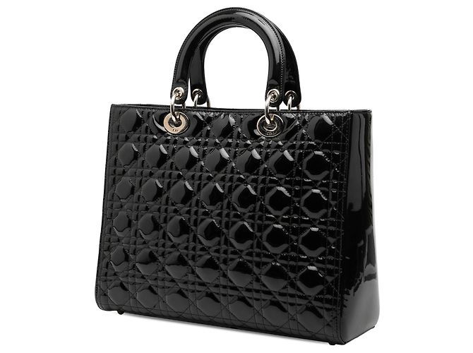 Borsa Dior Large Patent Cannage Lady Dior nera Nero - vista 2