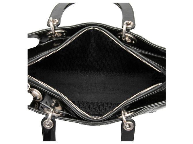 Borsa Dior Large Patent Cannage Lady Dior nera Nero - vista 4