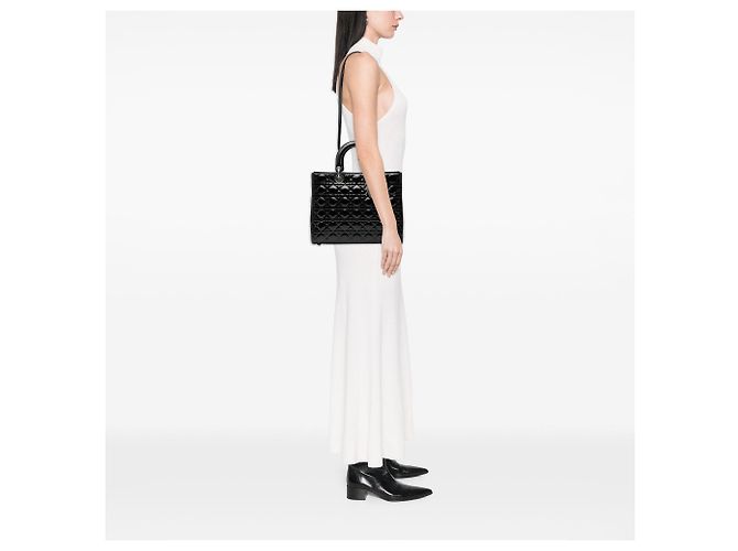 Borsa Dior Large Patent Cannage Lady Dior nera Nero - vista 7