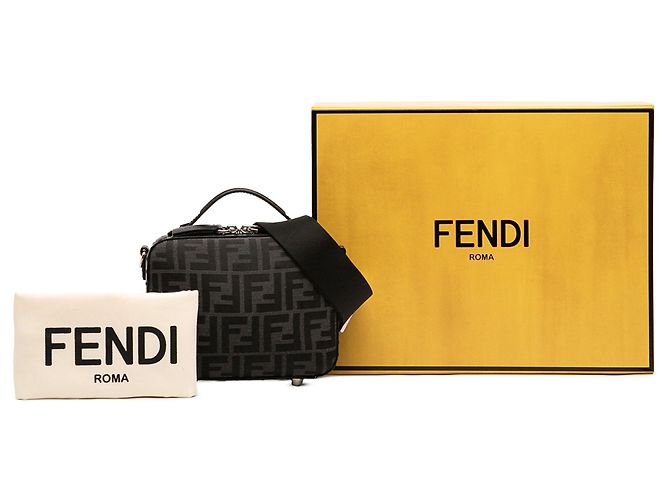 Borsa Valigetta Fendi Mini Zucca in tela nero - vista 11